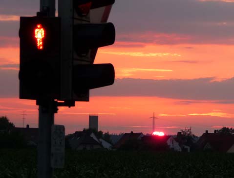 sunset and traffic light