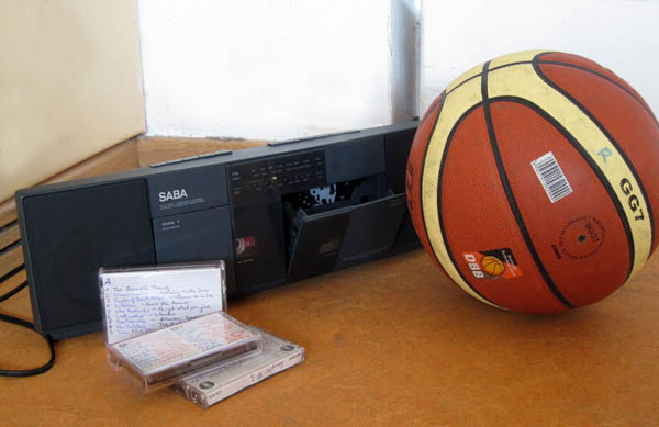 cassette player and basketball